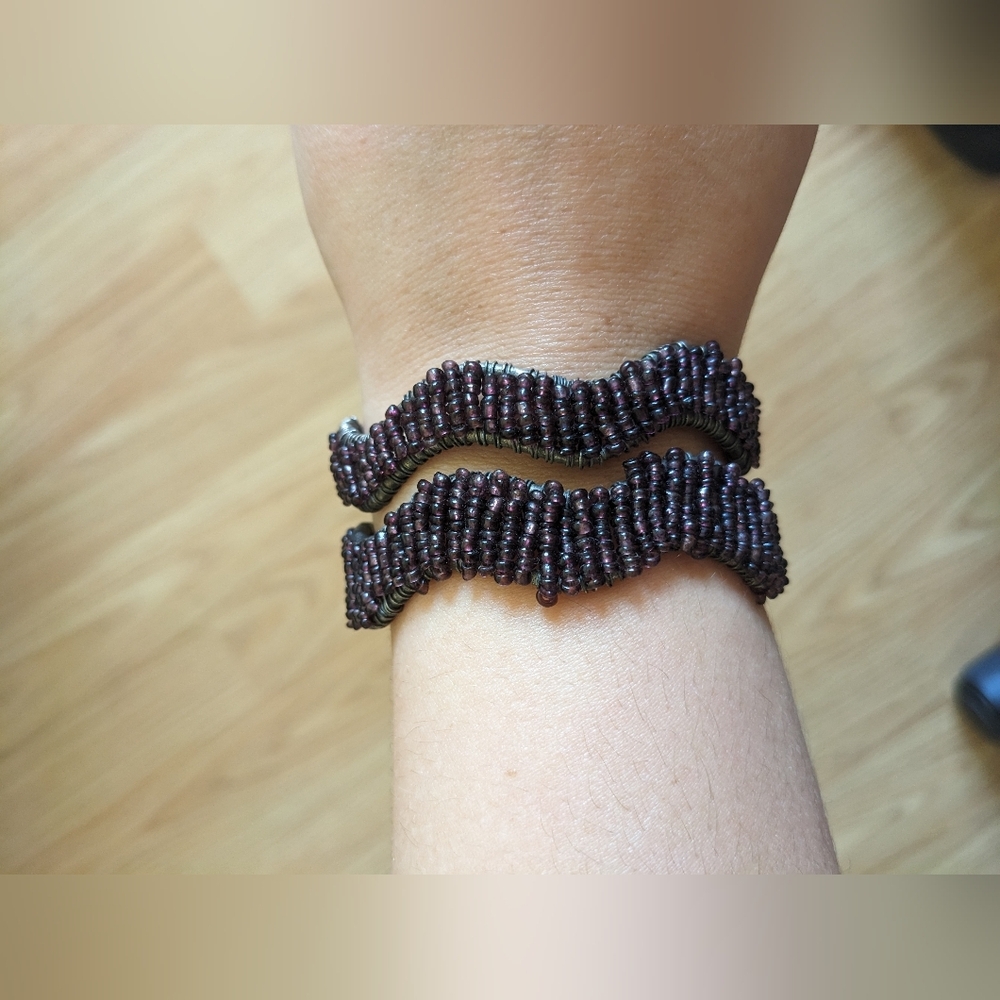 Dark Purple Beaded Wave  Bracelet - Picture 4 of 10